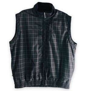 Bolle Golf Storm Mens‎ Size Large (?) Fleece Lined Zip Up Vest Black Gray Plaid